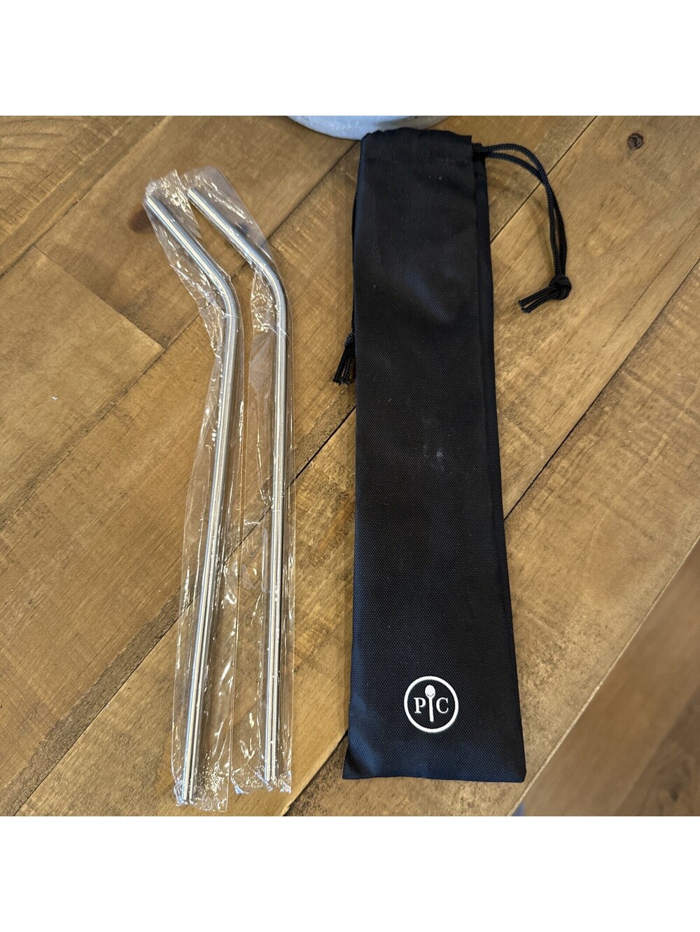 PAMPERED CHEF Set Of 2 METAL STRAWS 100092 Nylon Bag New